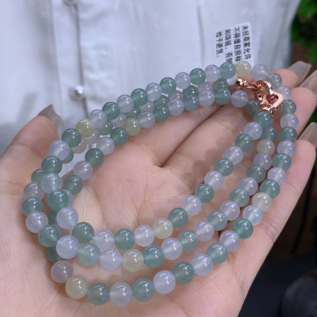 翡翠手链未镶嵌卡6.0冰胶马卡龙