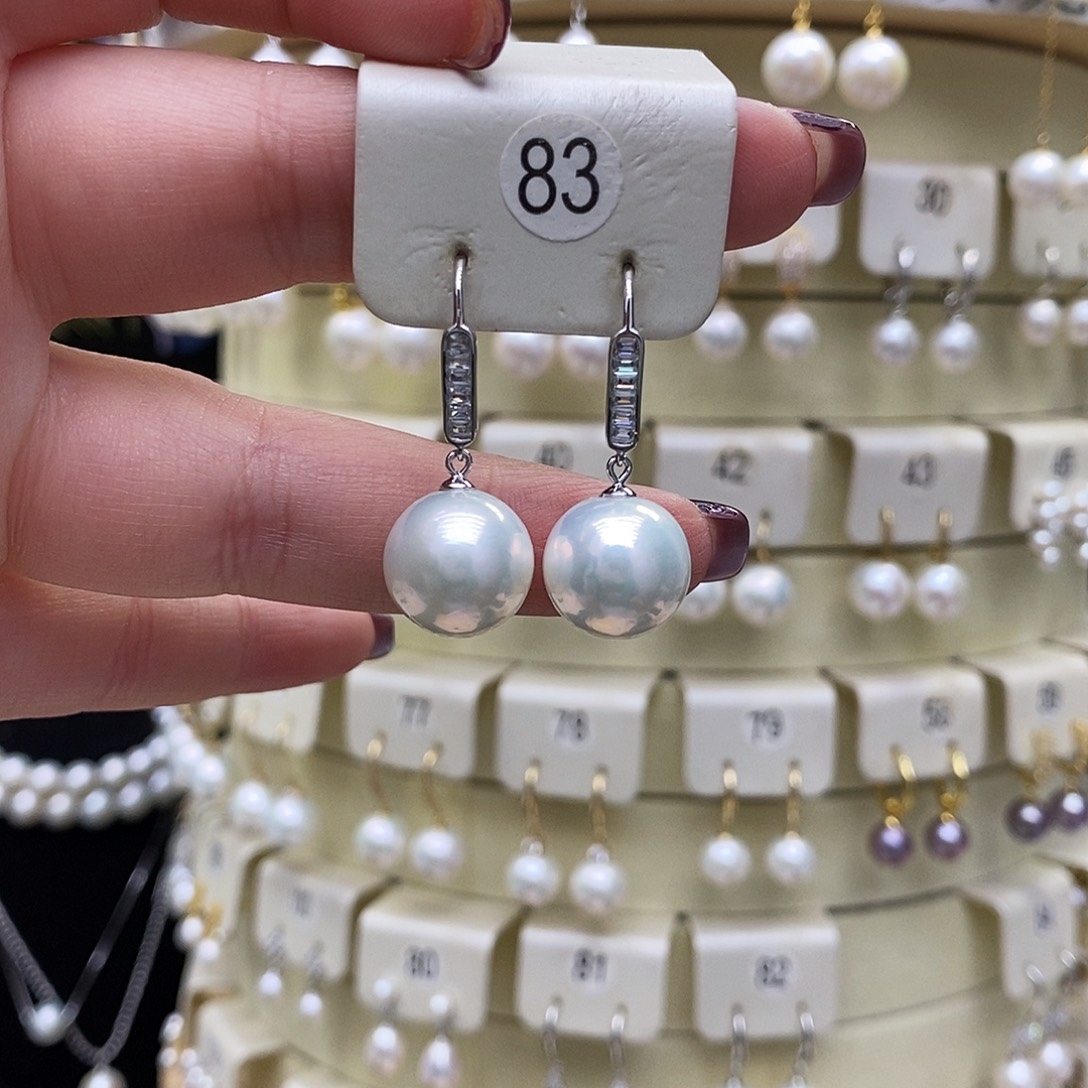 淡水珍珠耳饰银S925镶嵌