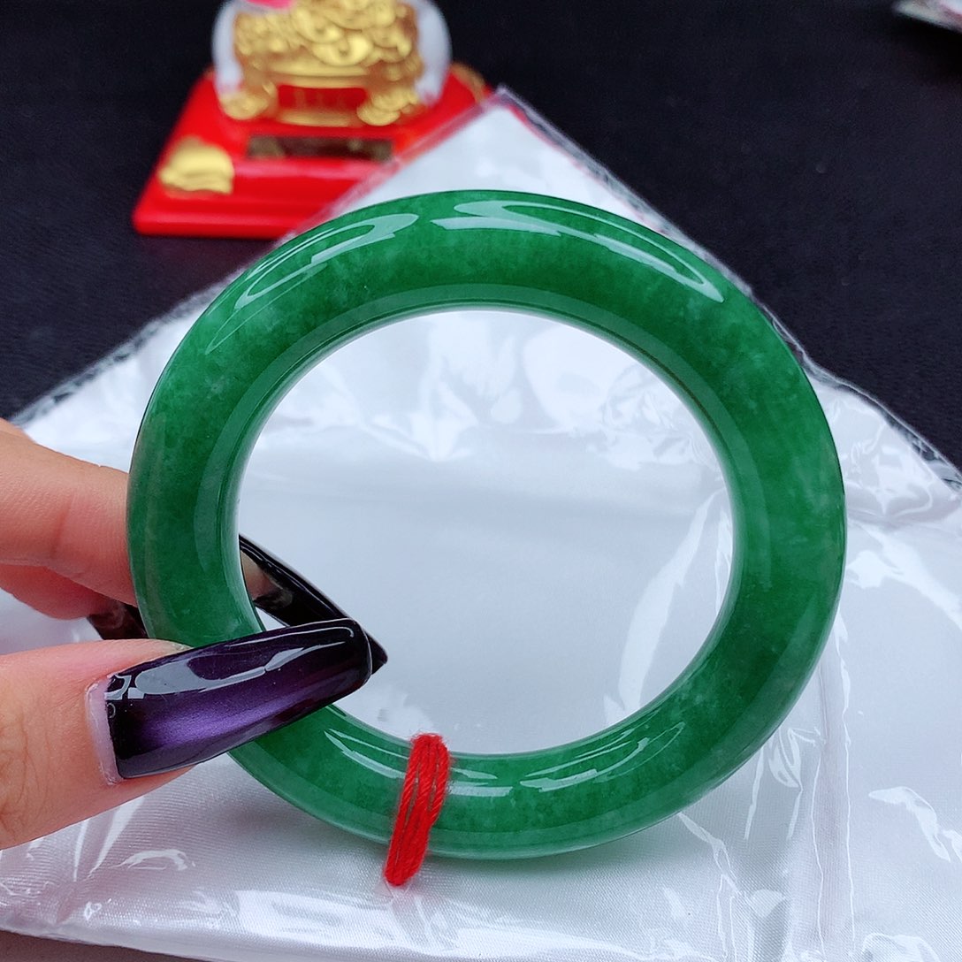 未镶嵌手镯翡翠翡翠54.1辣阳绿满色胖圆