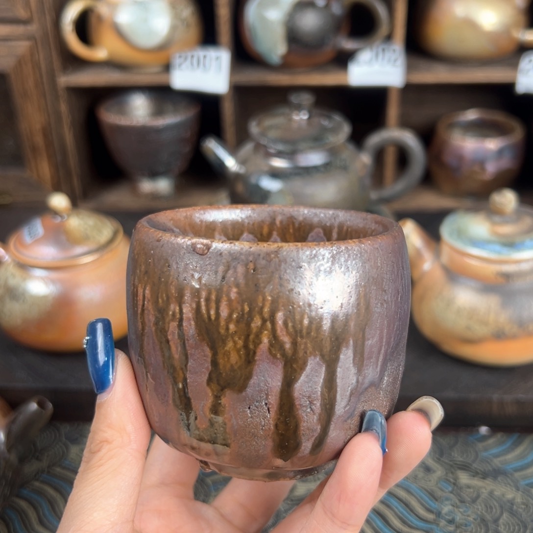 杯柴烧茶器铁胎主人杯