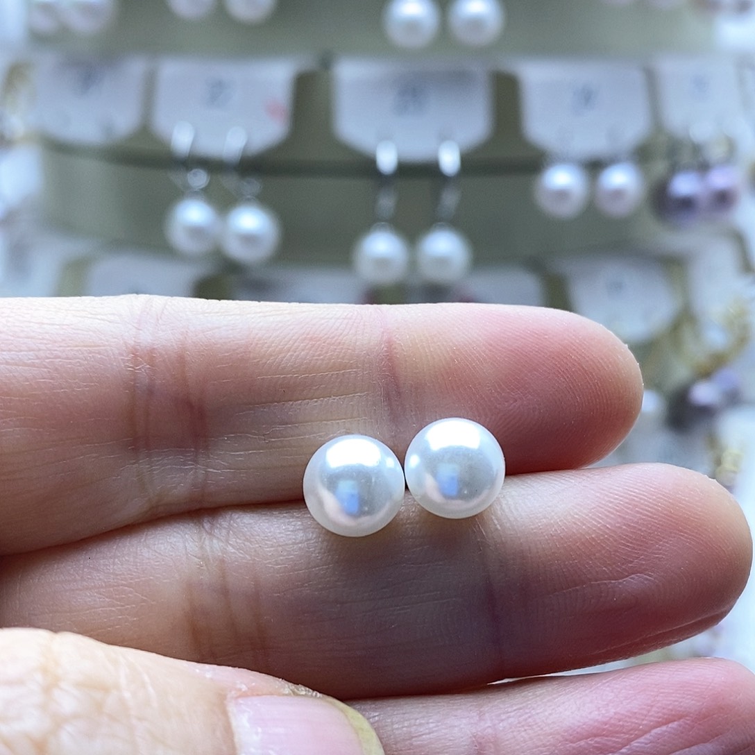 淡水珍珠耳饰银S925镶嵌