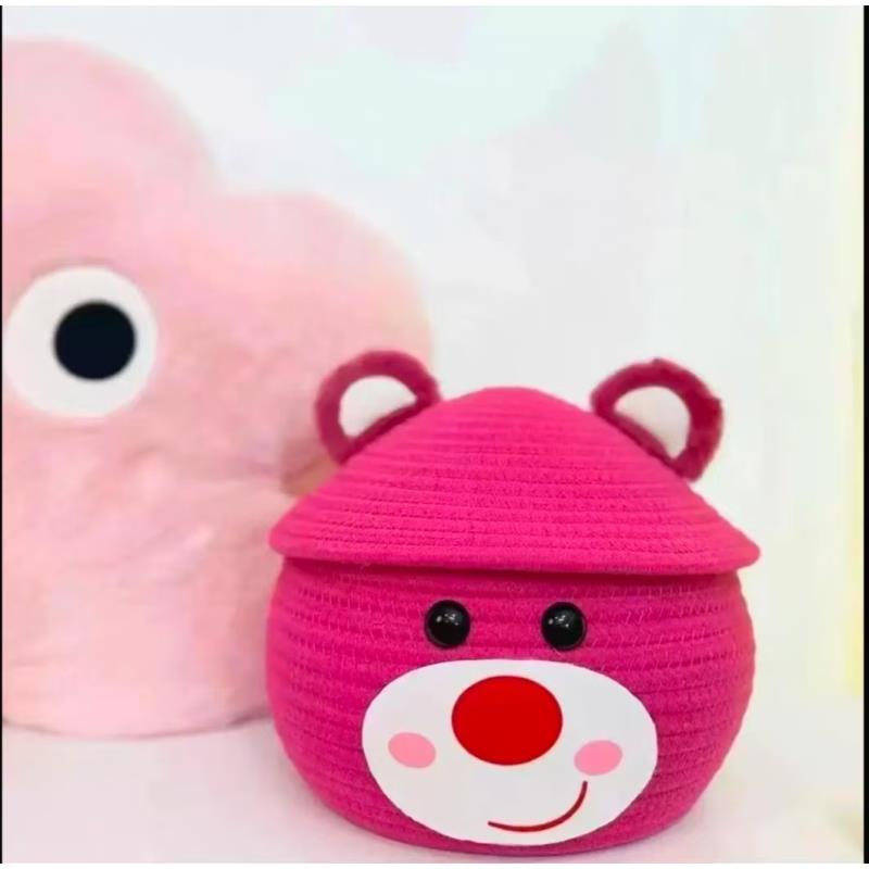 S66可爱收纳草莓熊桌面编织卧室家居卡通杂物ins手工零食玩具棉绳