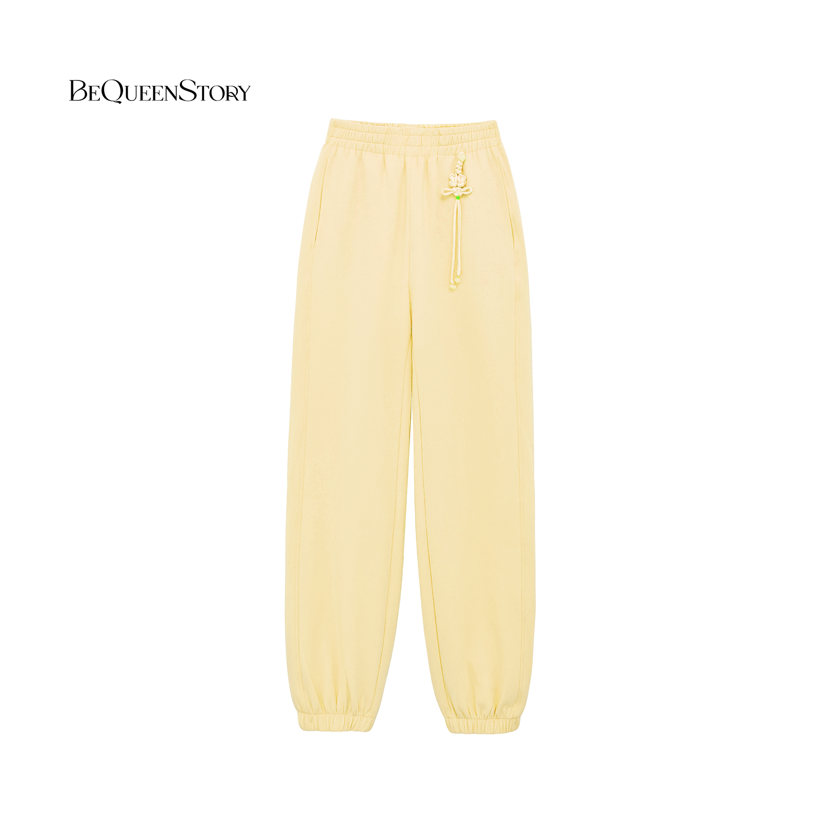 BeQueenStory【中式漫游】新中式腰部搭配中国结休闲收口萝卜裤