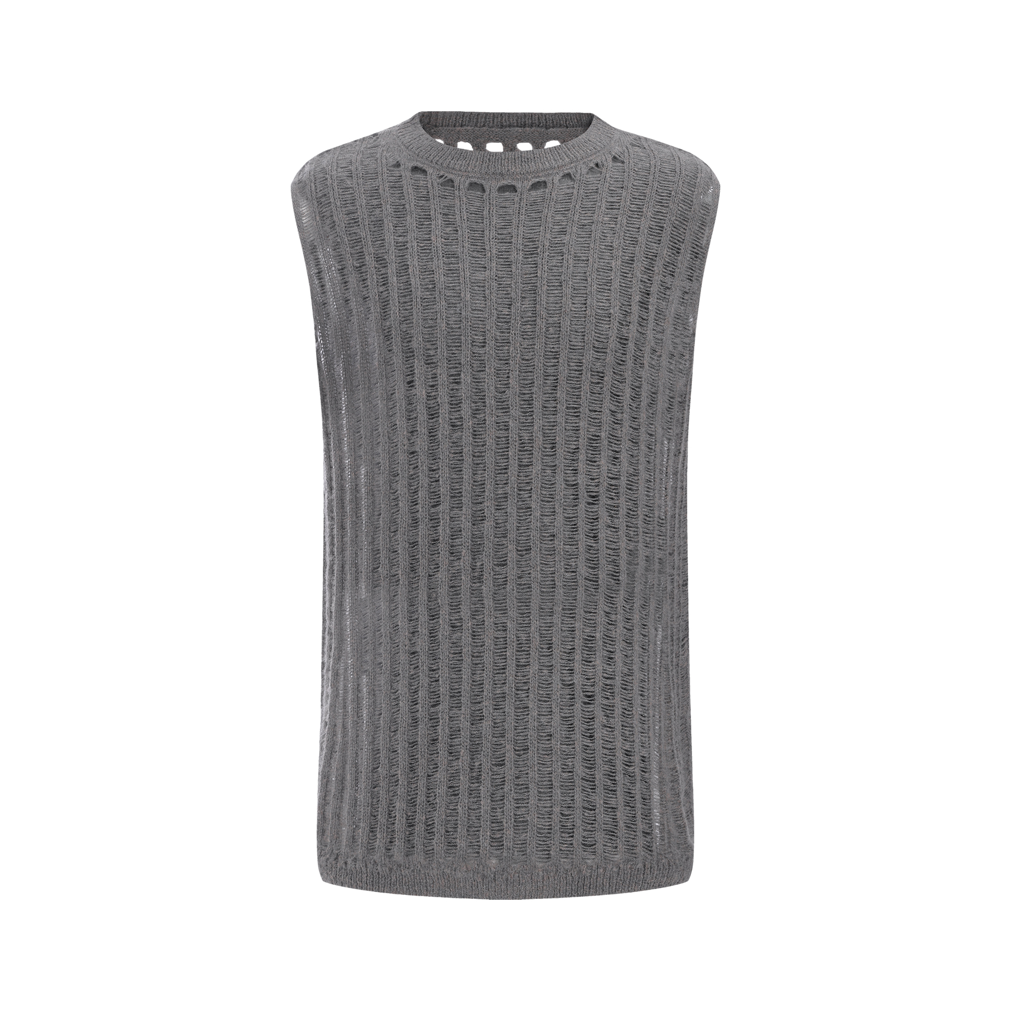Casoulty Veil Knit Vest/薄纱针织背心 羊毛镂空坎肩 休闲无袖