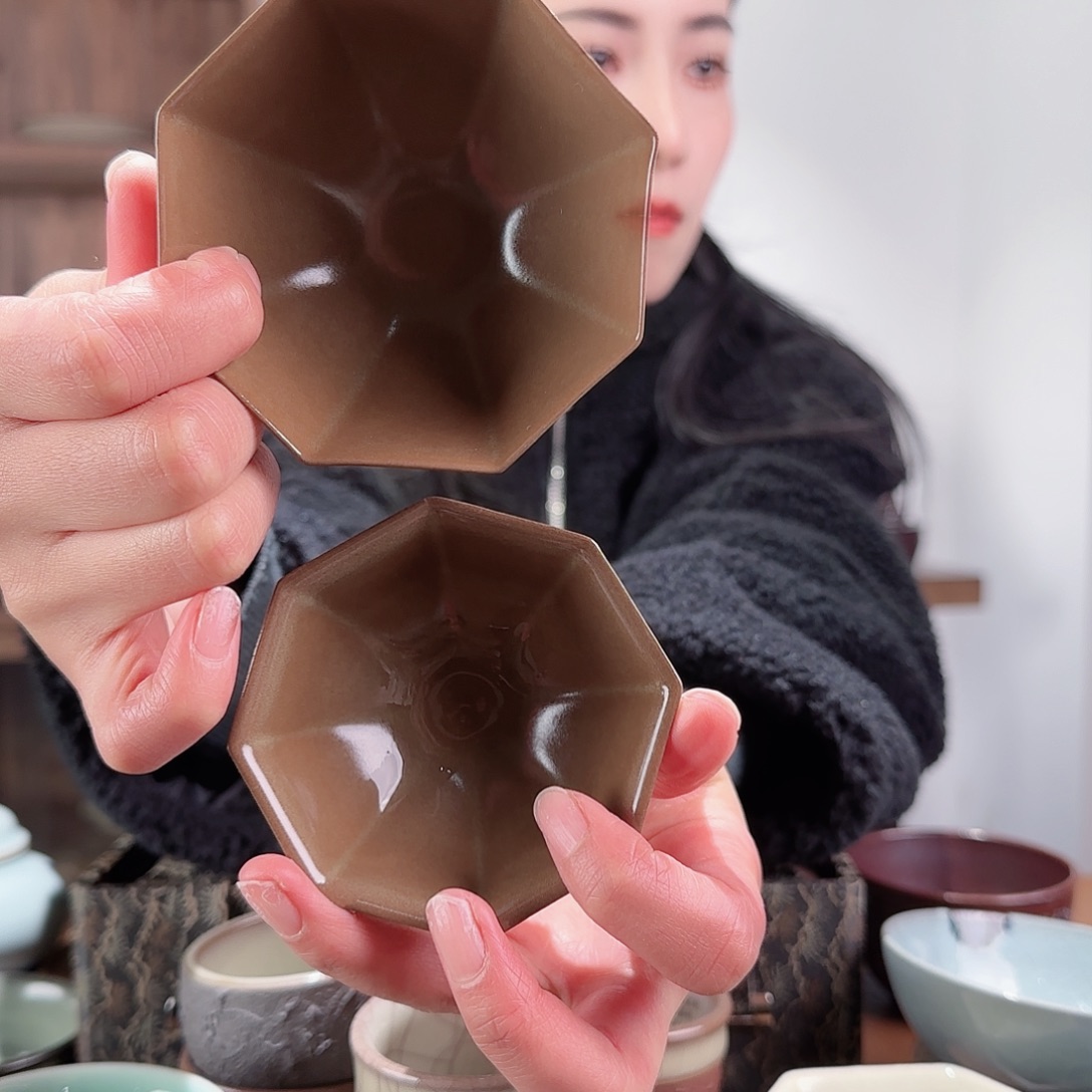 摆件瓷八方杯大八方