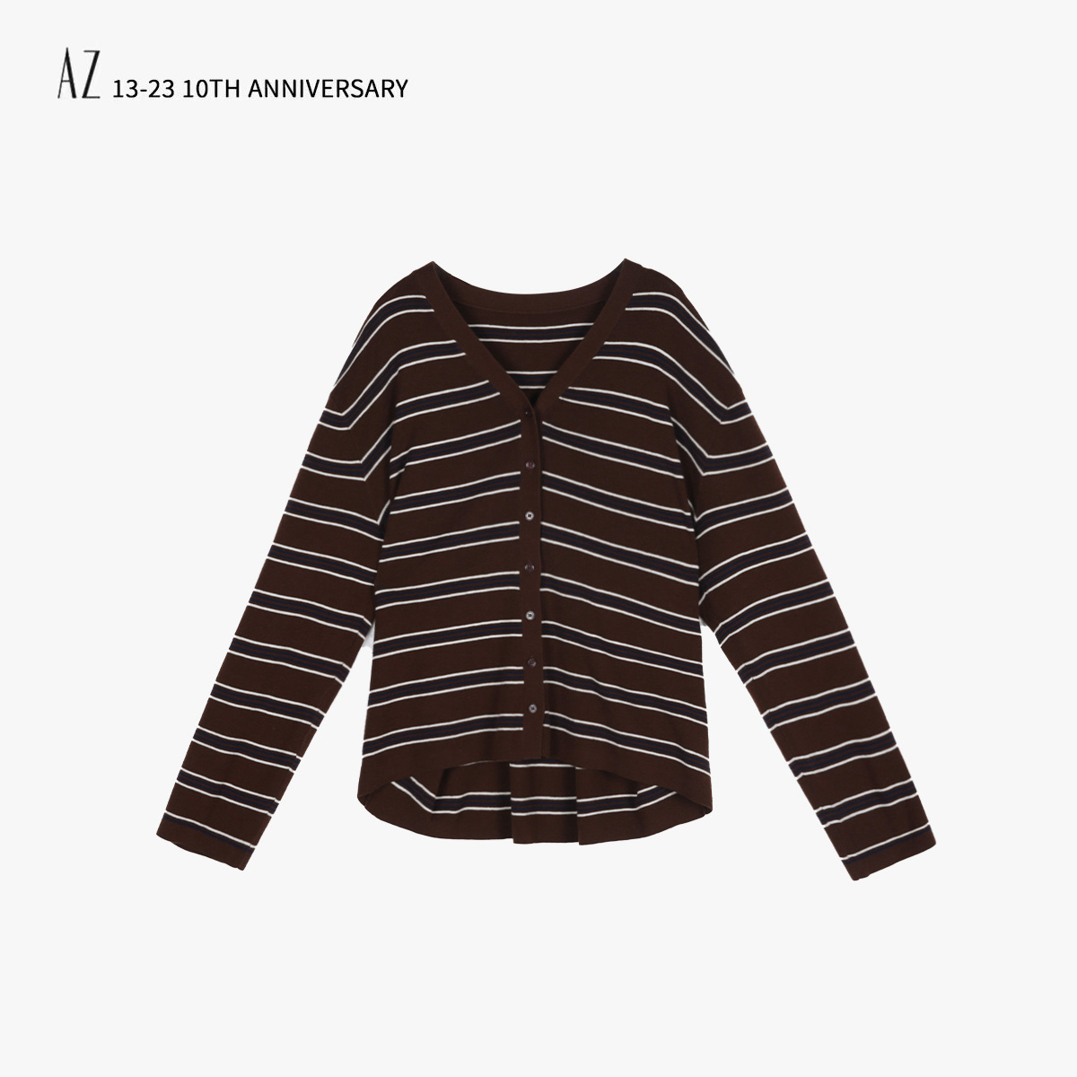 AZ-XJ 撞色条咖开衫 XR82919 新款NEW