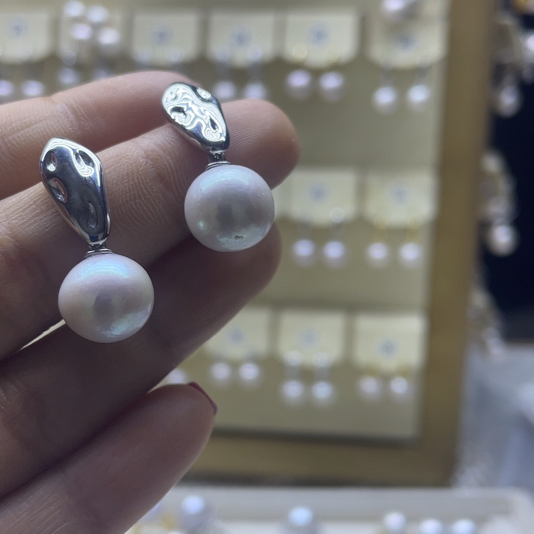 淡水珍珠耳饰银S925镶嵌