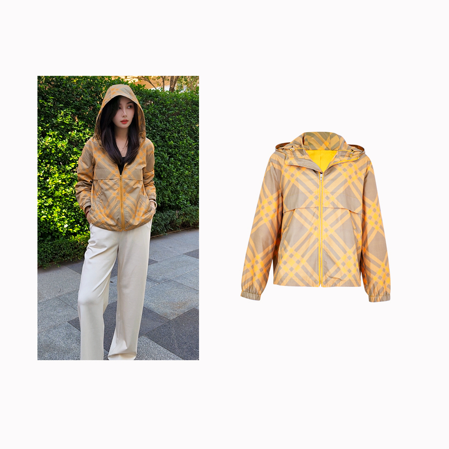 【轻量感】撞色格纹防风透气户外干爽顺滑休闲外套C250812