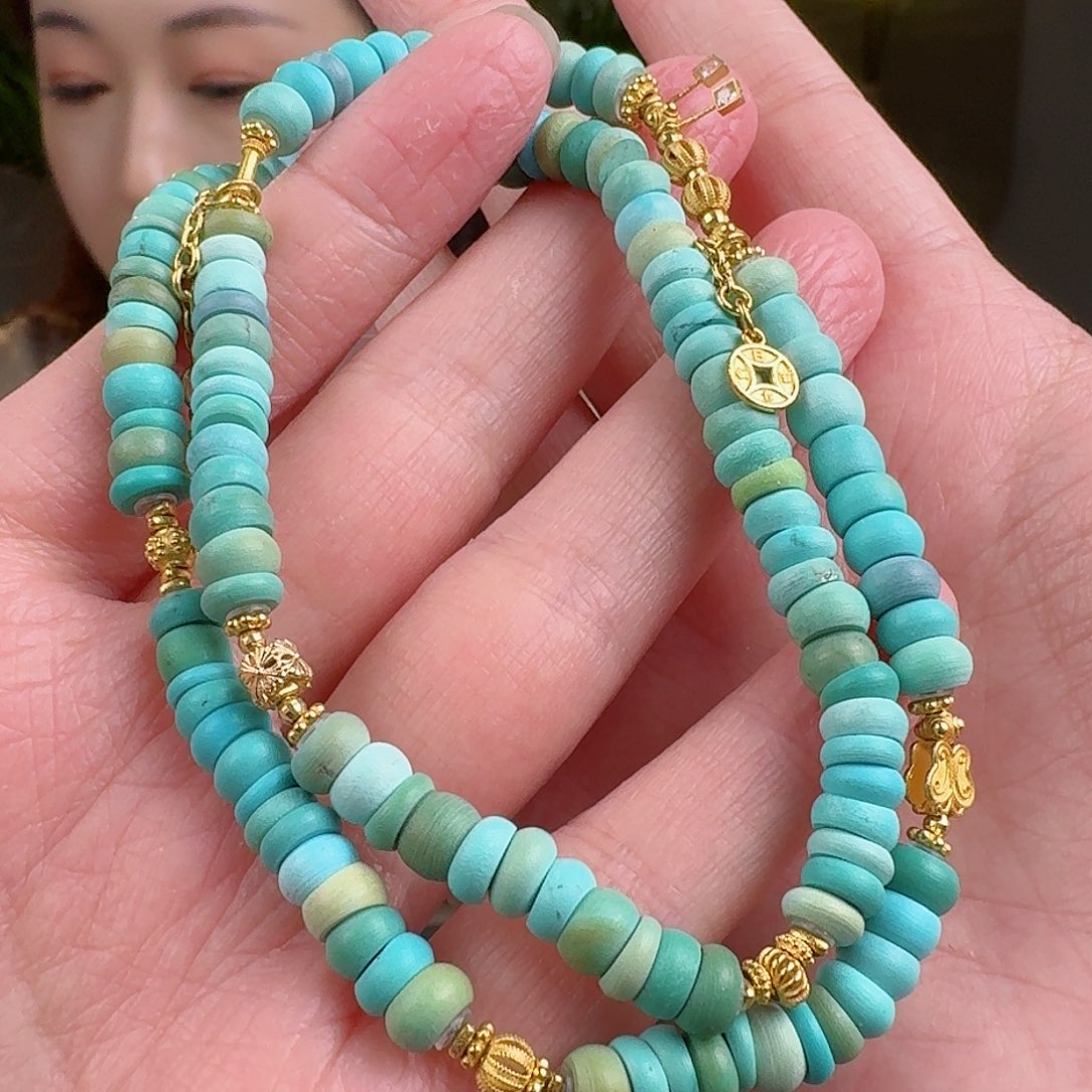 绿松石珠宝奇石18K金镶嵌