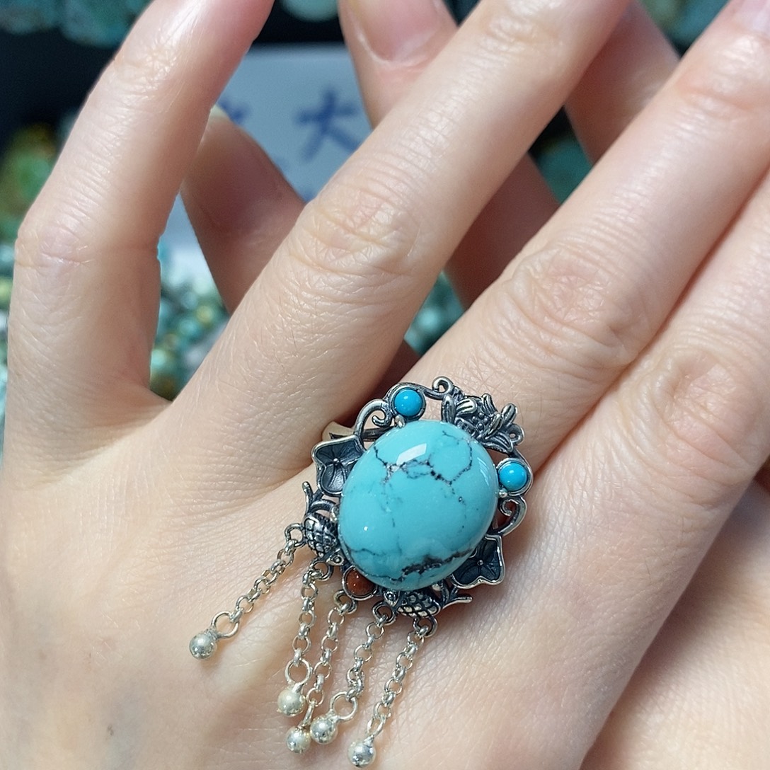 绿松石银S925镶嵌珠宝奇石