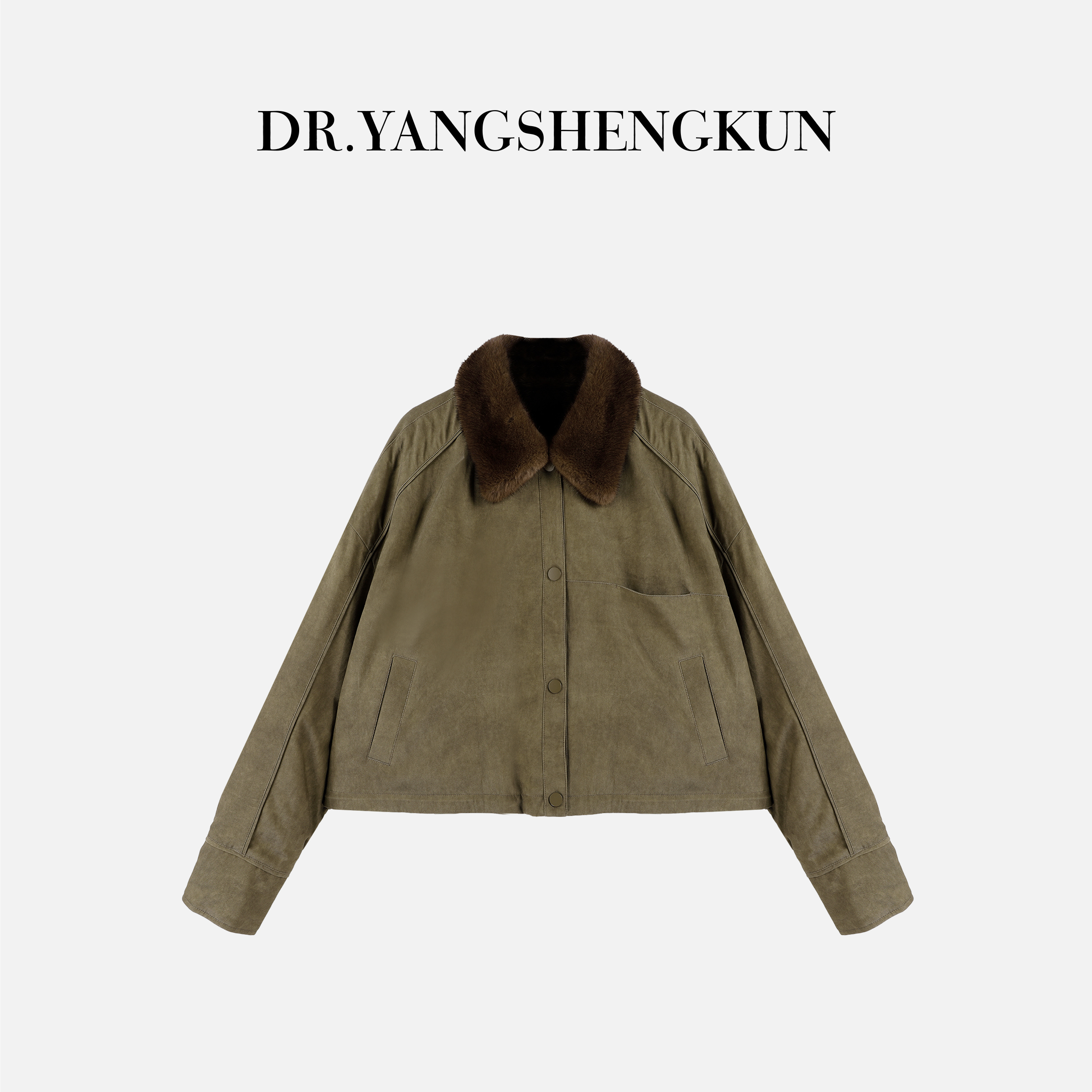 杨圣坤2025冬季新品农夫双拼皮草鹅绒服休闲保暖外套女EY25101102