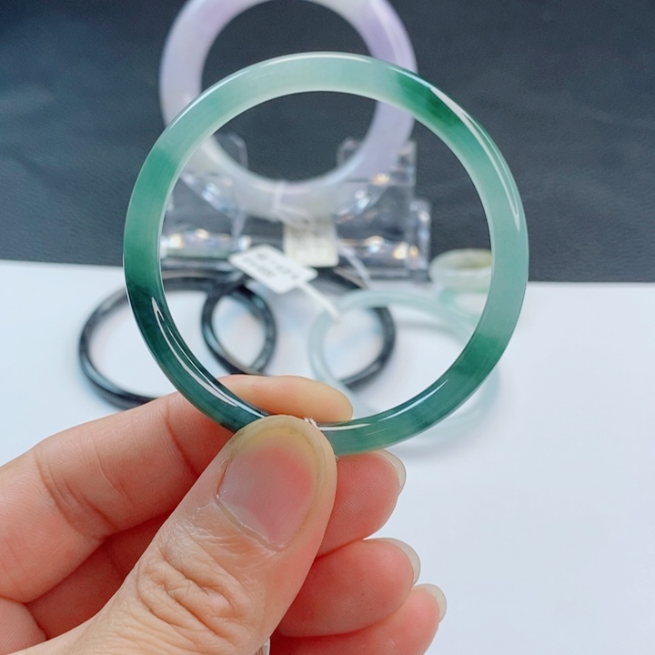 翡翠手镯未镶嵌小圆条手镯46-47圈口