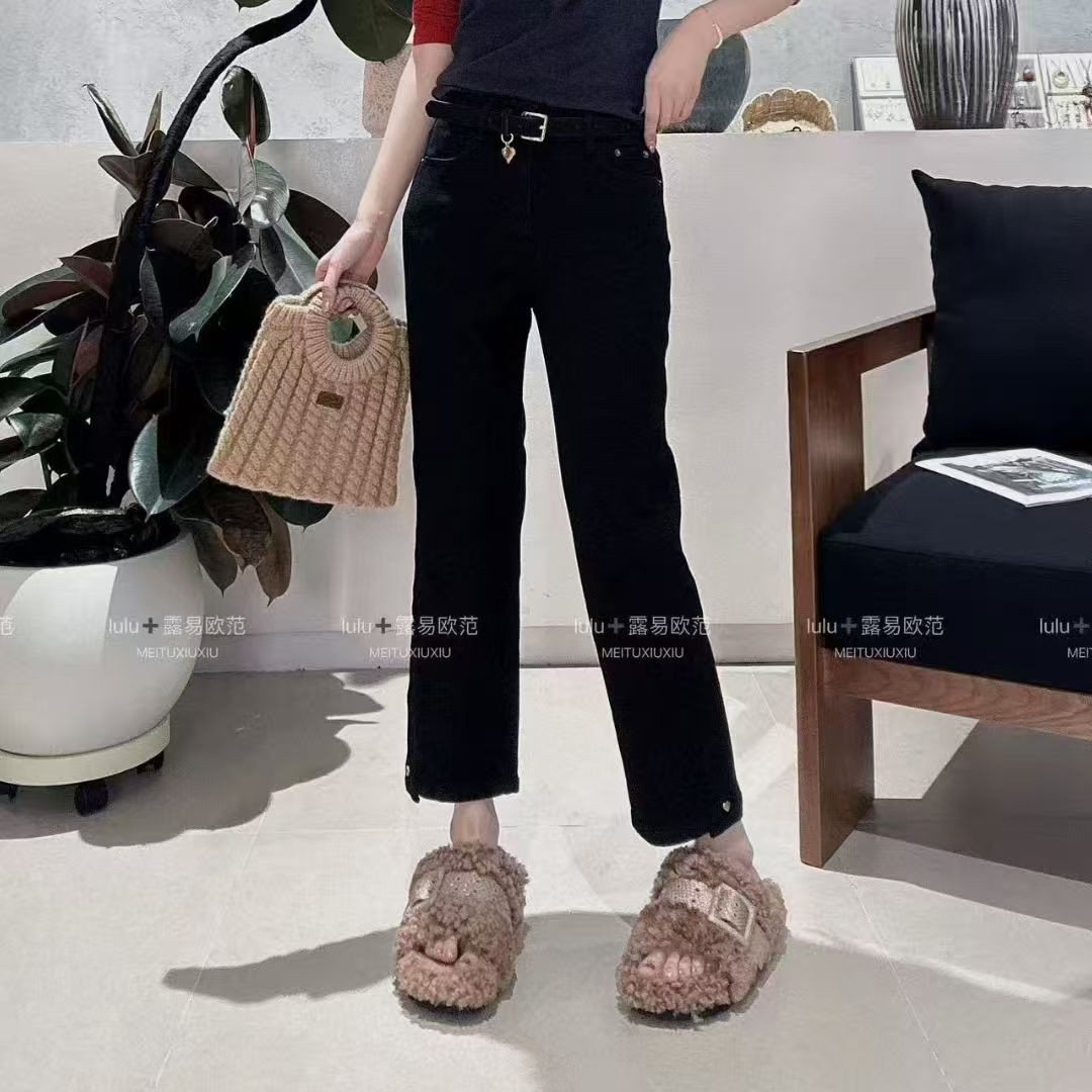 欧洲站2025秋冬新品设计感小众九分烟管牛仔裤正版小蜜蜂南油欧货