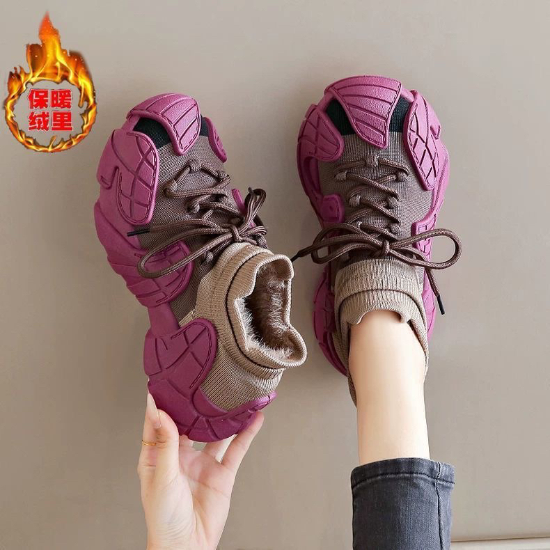 加毛二棉爆款飞织超软底轻巧厚底户外时尚运动百搭袜子鞋