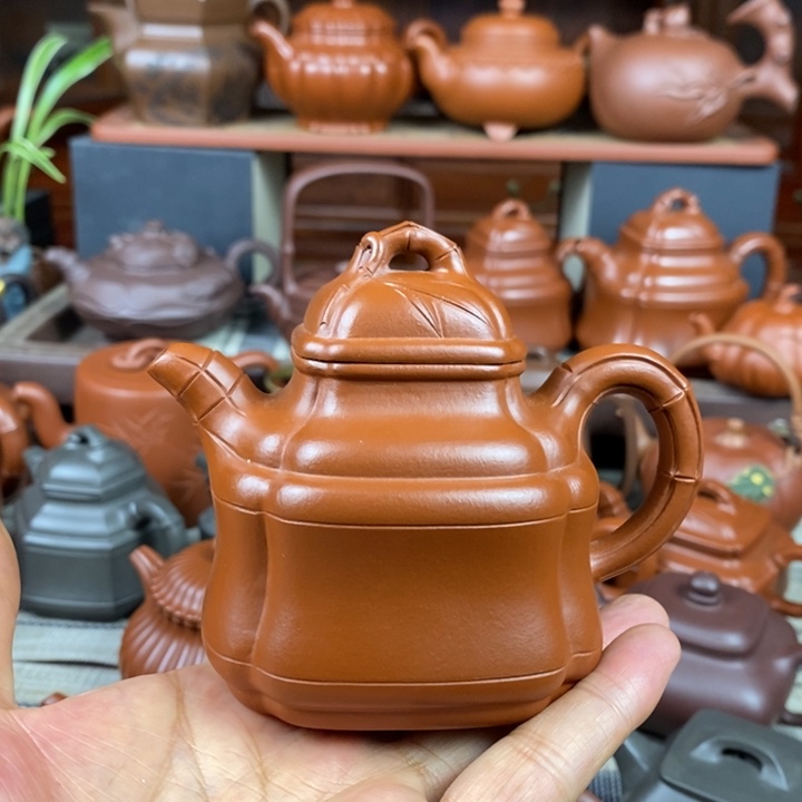 茶壶紫砂四方竹鼎150-200-260-350cc原矿赵庄朱泥特价