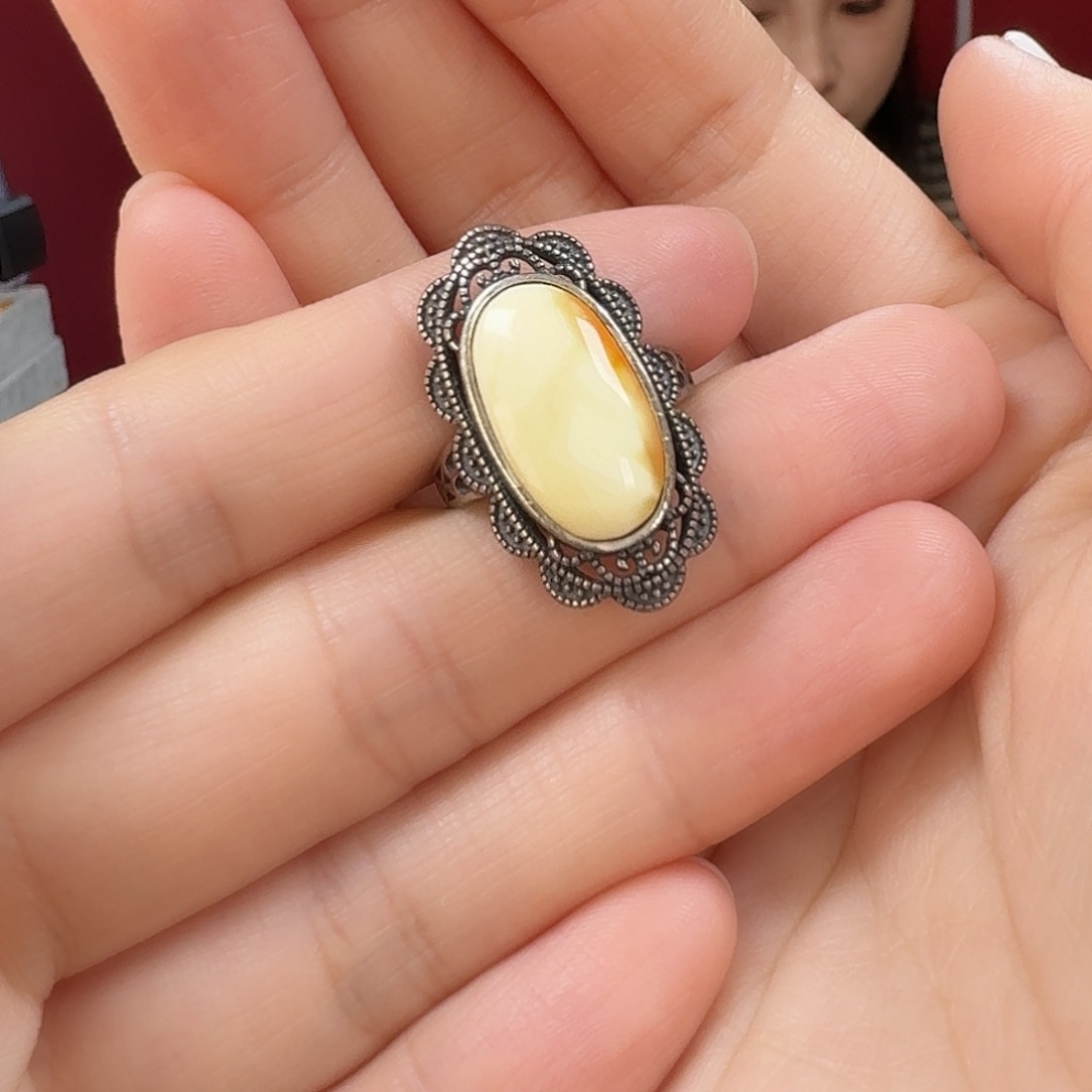 蜜蜡银S925镶嵌手链戒指