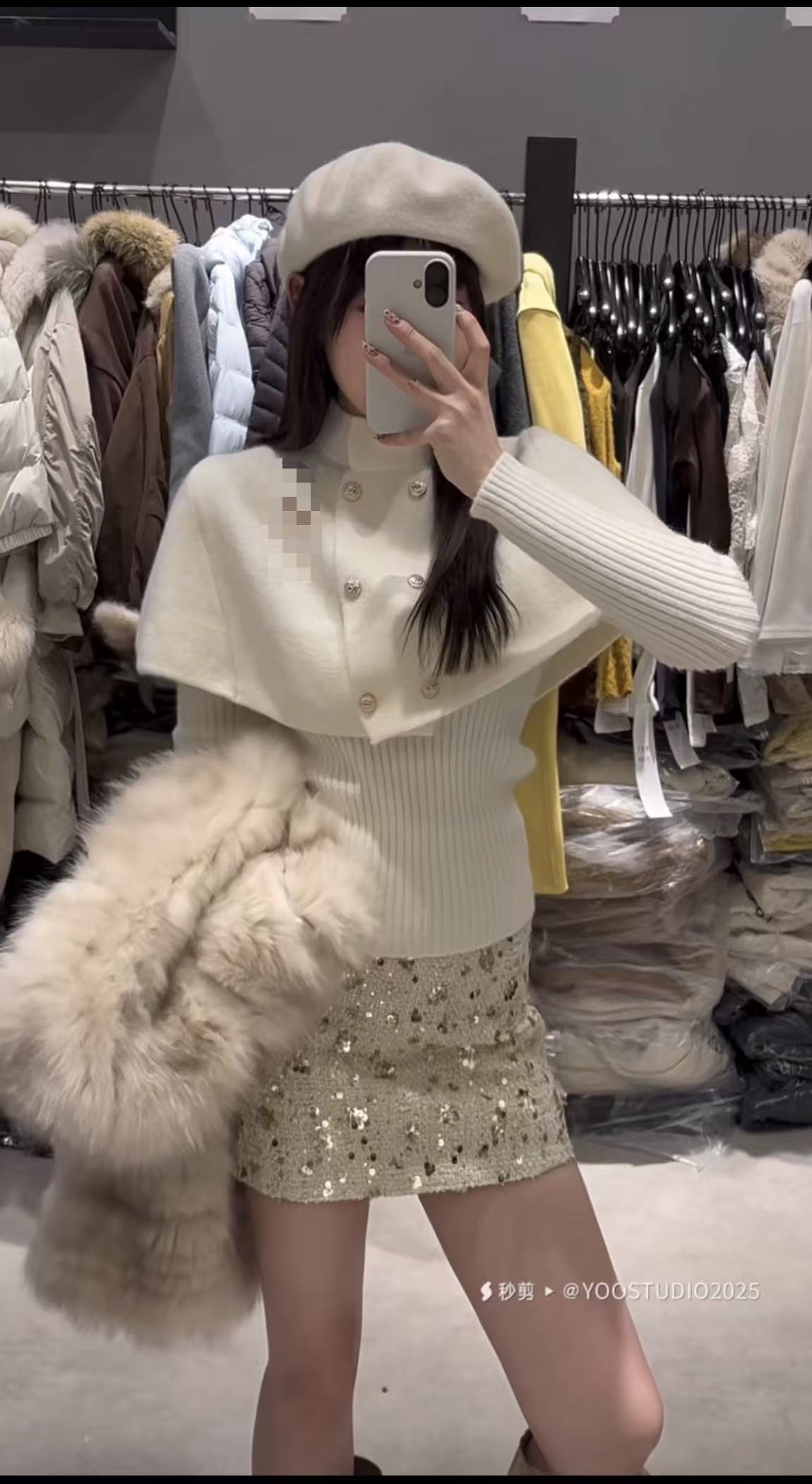 Coriander 香菜轻奢百搭斗篷式两件套毛衣689540