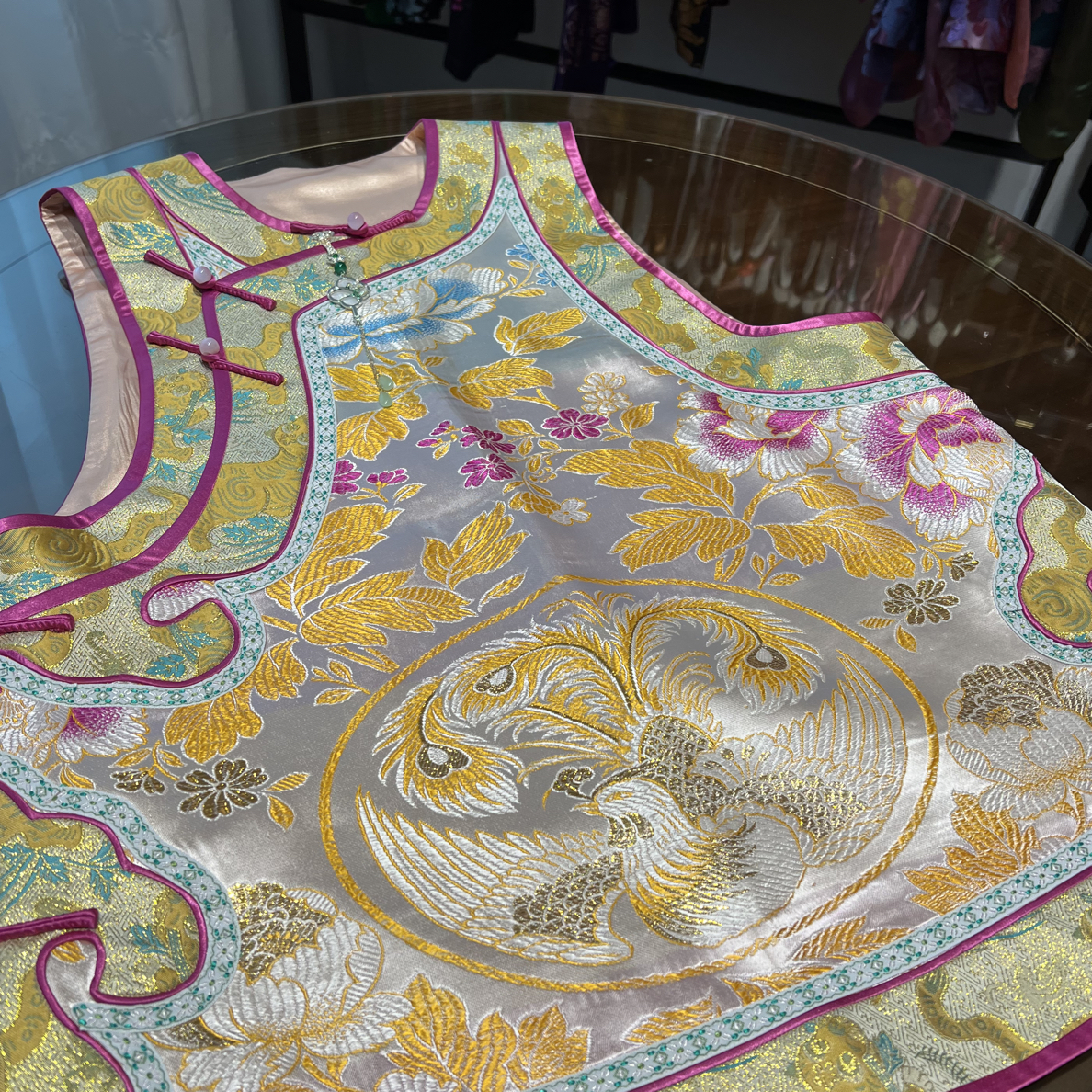 老软缎织锦缎马甲（手工无来回）