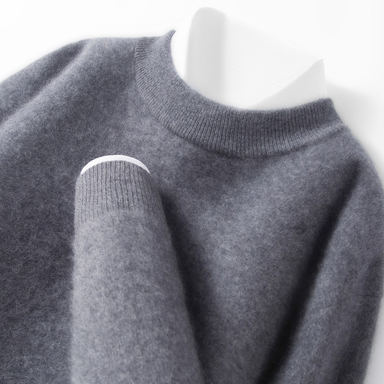 【含羊绒外贸款】绵羊毛高档男士保暖半高领冬季纯色宽松百搭打底衫