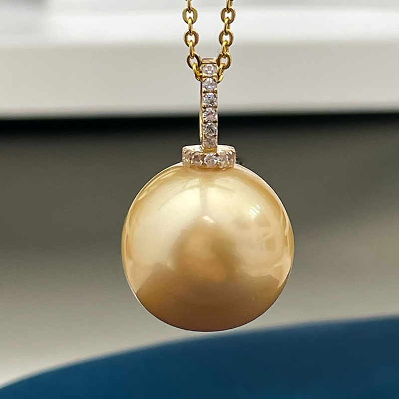 15-16mm万能奶瓶款18k金南洋金珠吊坠单颗不含项链简约多样性发一