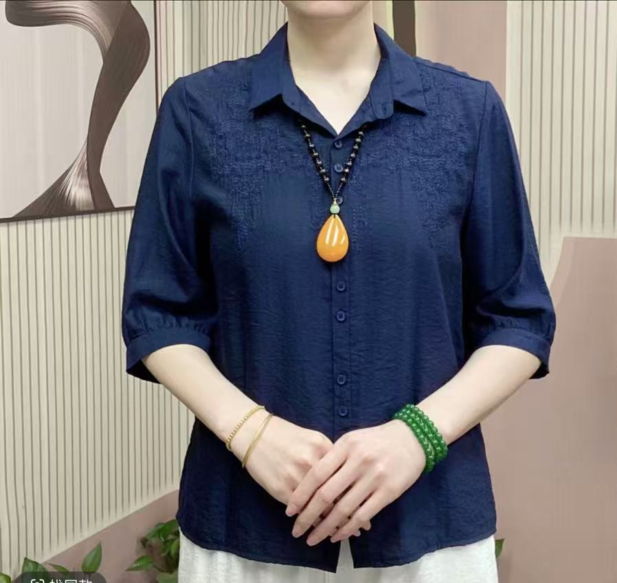 好韵//2025年夏季新款休闲时尚减龄显瘦妈妈装小衫