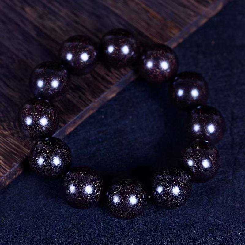 小叶紫檀手串 13颗，手把件 盘串