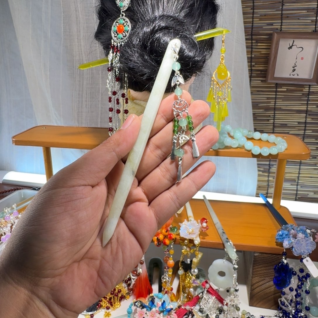 蛇纹石玉合金发饰