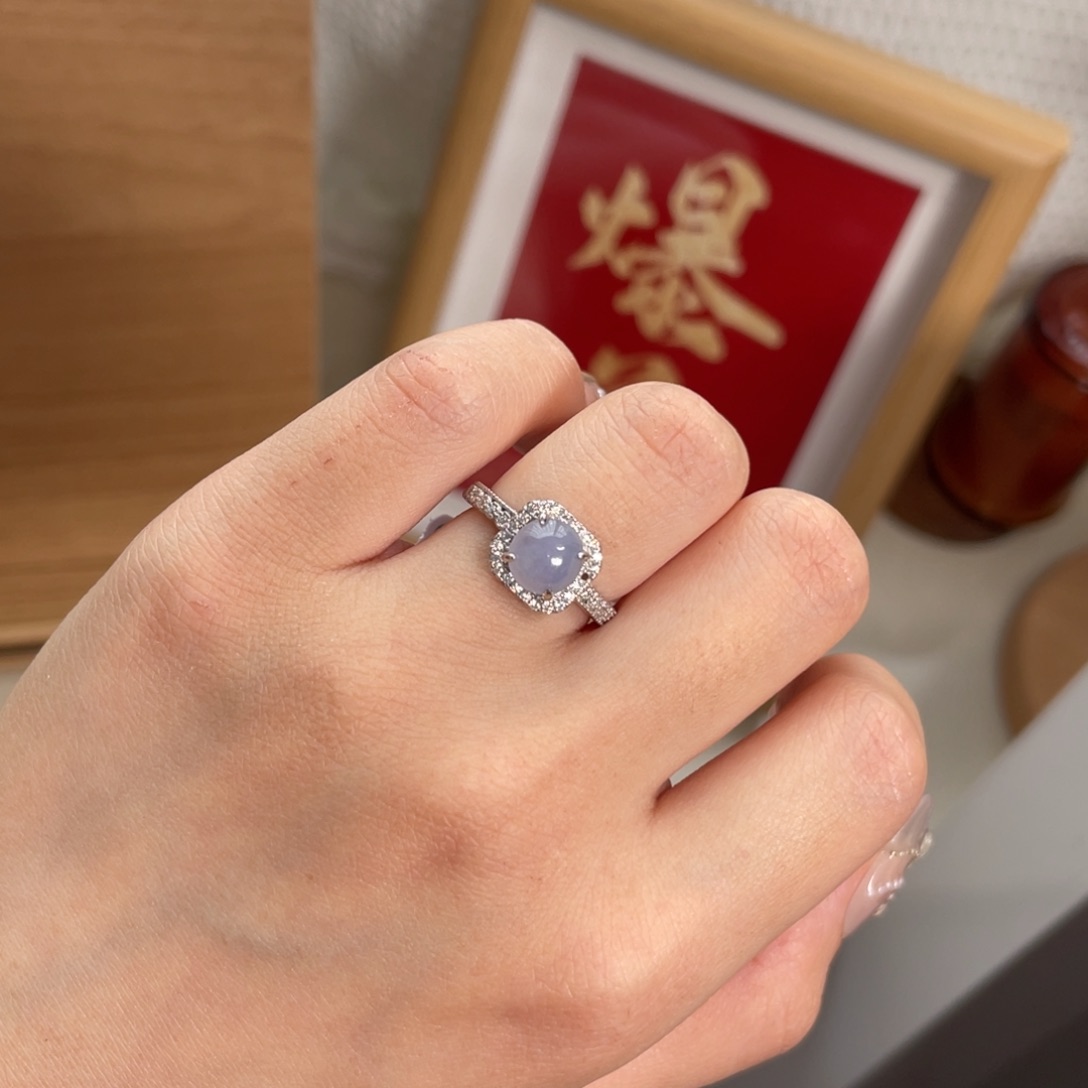 翡翠戒指银S925镶嵌55888