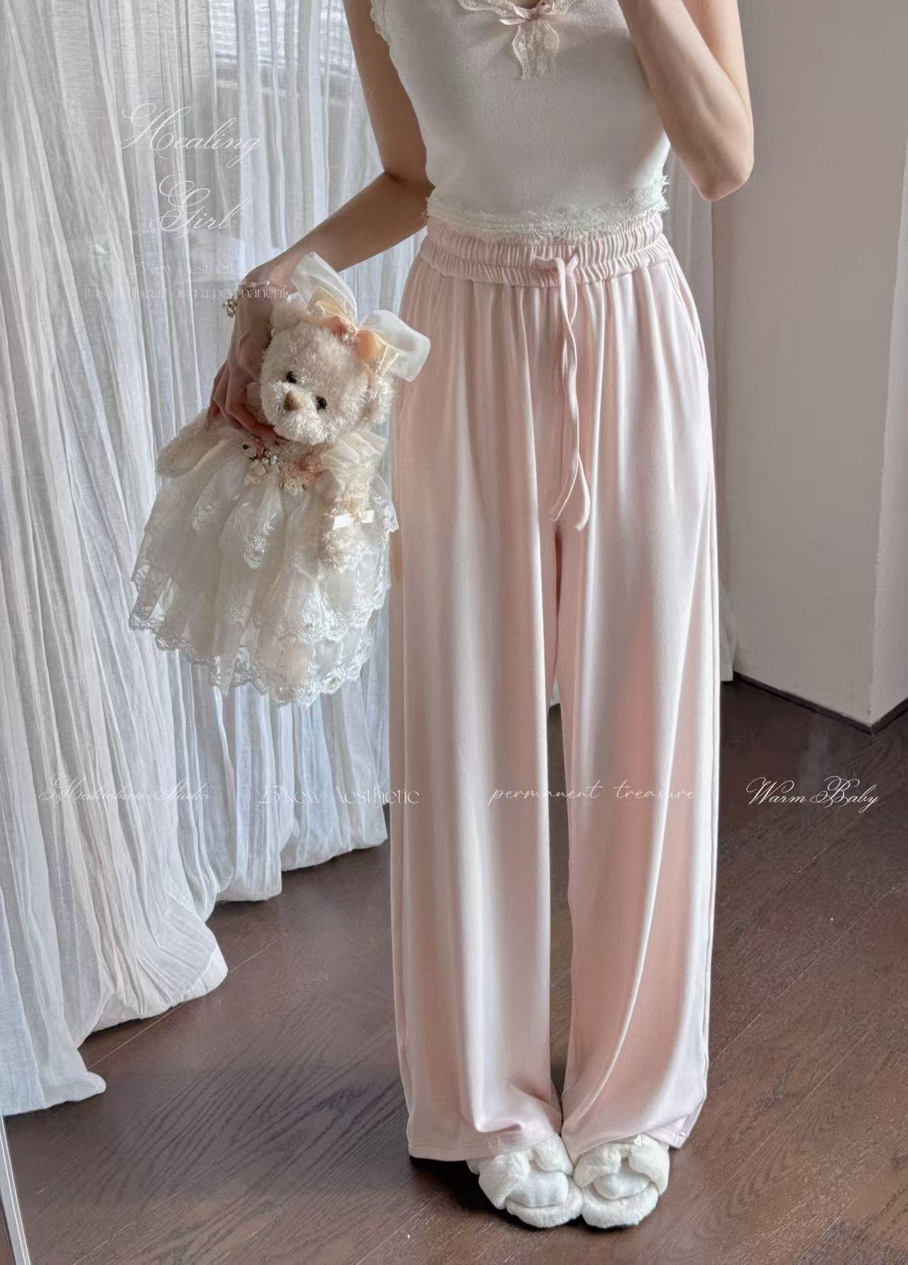 妖精的美美  【樱桃酸奶】超显瘦绝绝子休闲阔腿裤