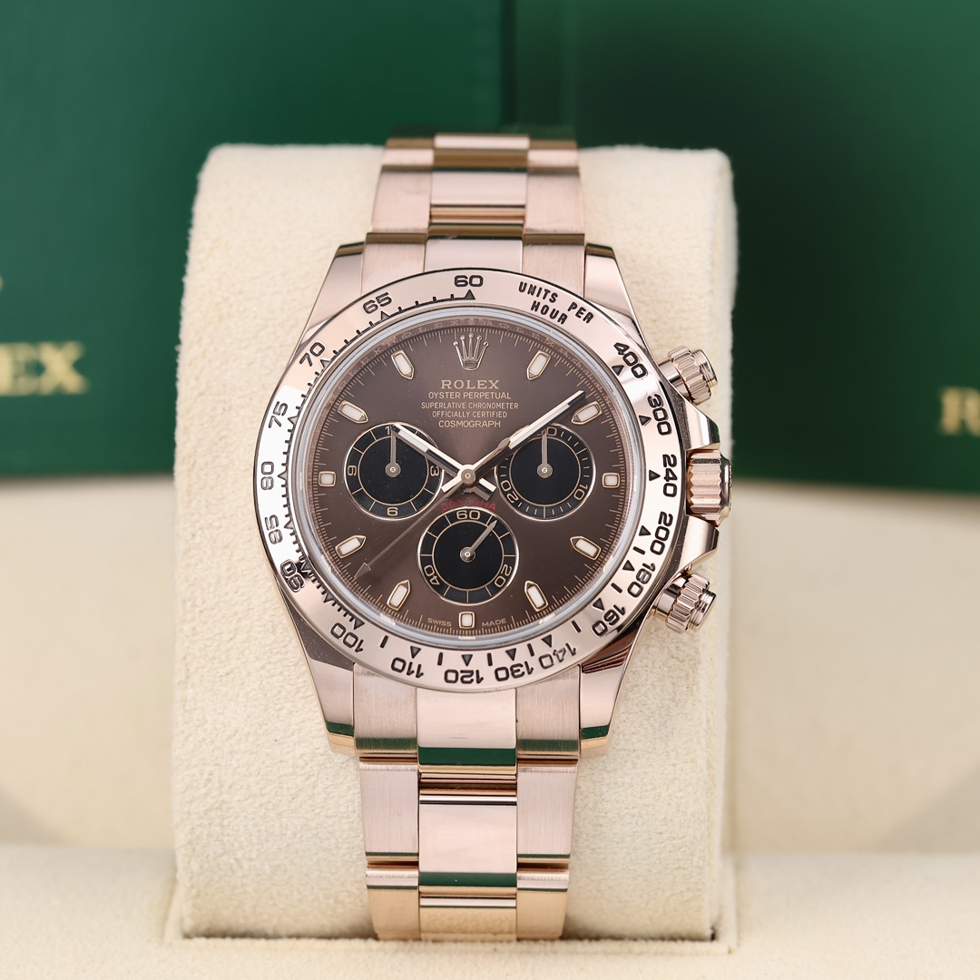 95新 Rolex/劳力士 116505 咖啡色盘面 18K玫瑰金 2022年2月保卡