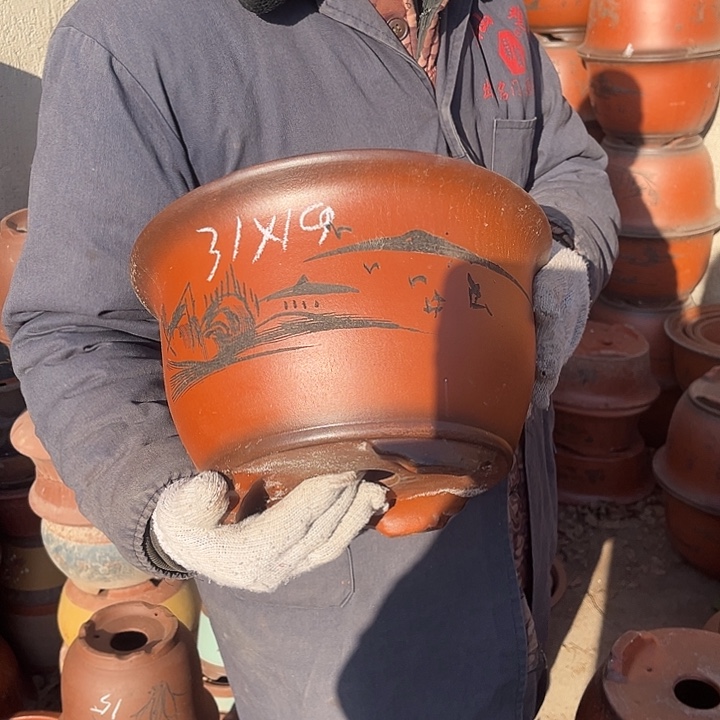 紫砂紫砂花盆和小