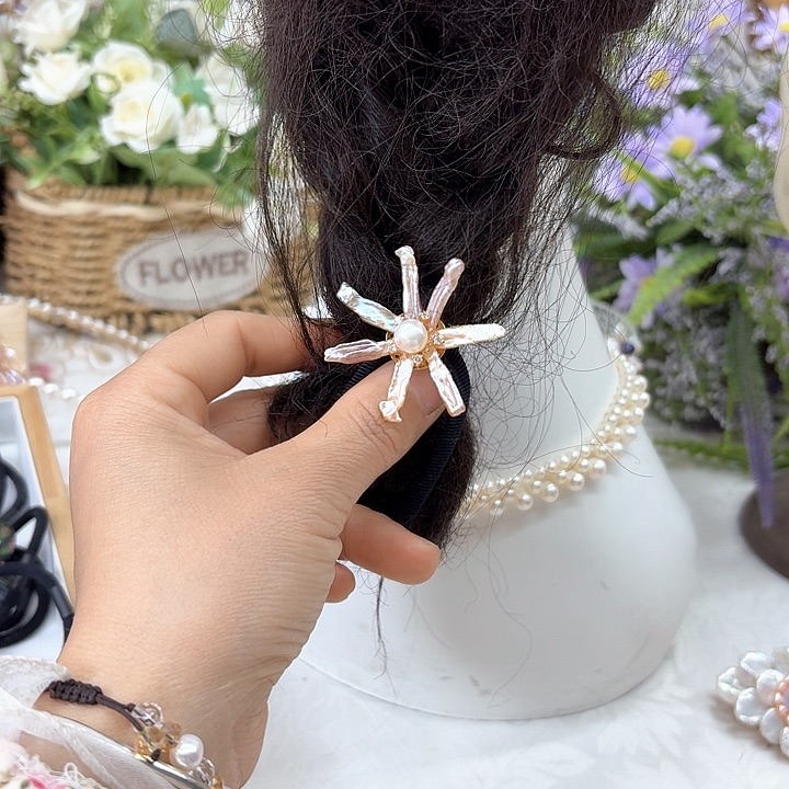 银S925镶嵌淡水珍珠发饰