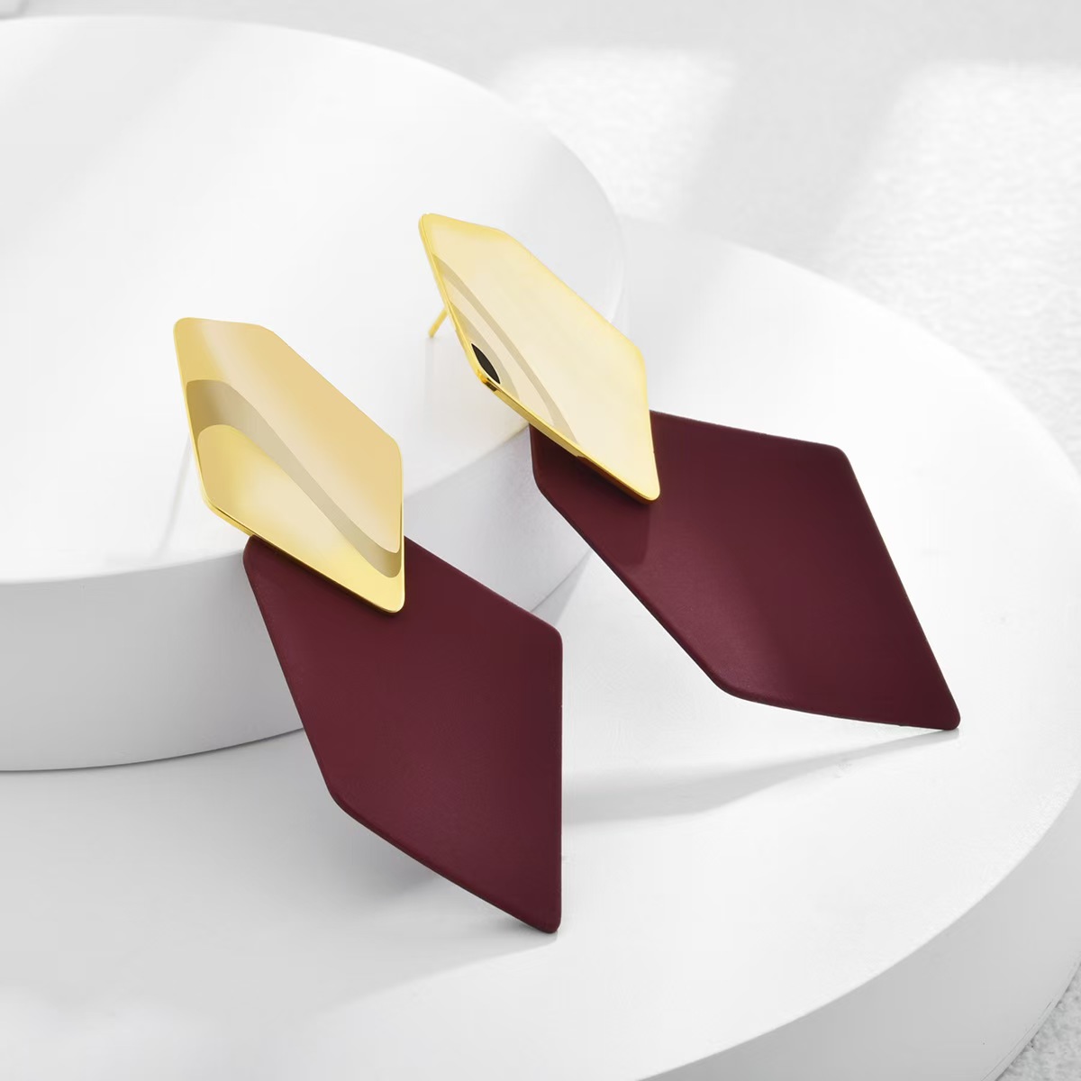 铁合金仿珍珠耳饰 【南油玲姐】金色拼红色新款耳环D036