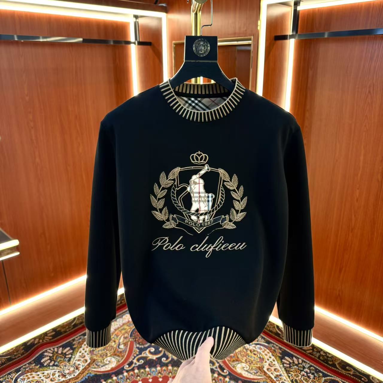 【XWK】2025冬季男士拼色長袖刺繡耐磨百搭重工卫衣066款