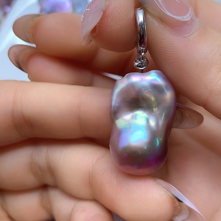 淡水珍珠耳饰银S925镶嵌欣*