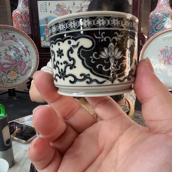 摆件景德镇高温陶瓷主人杯看画片