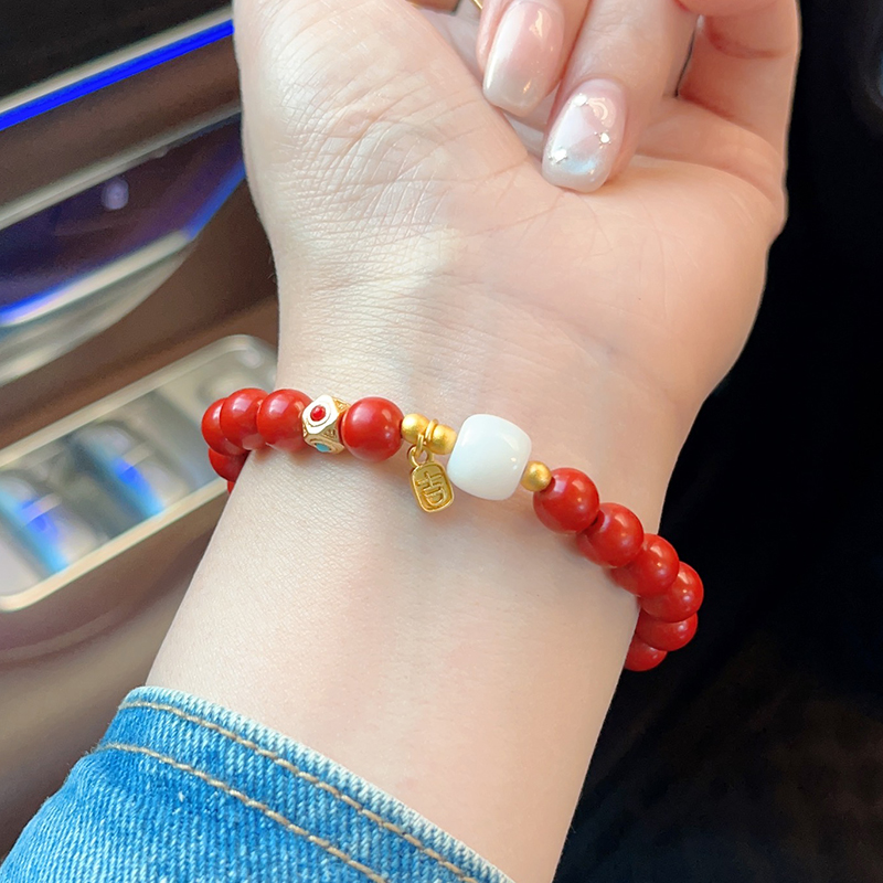 含辰砂工艺品高品质朱砂手链招财纳福手串女款本命年礼物