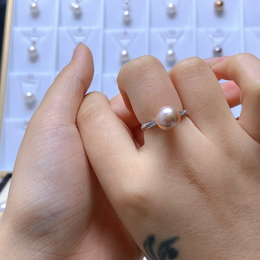 淡水珍珠戒指银S925镶嵌