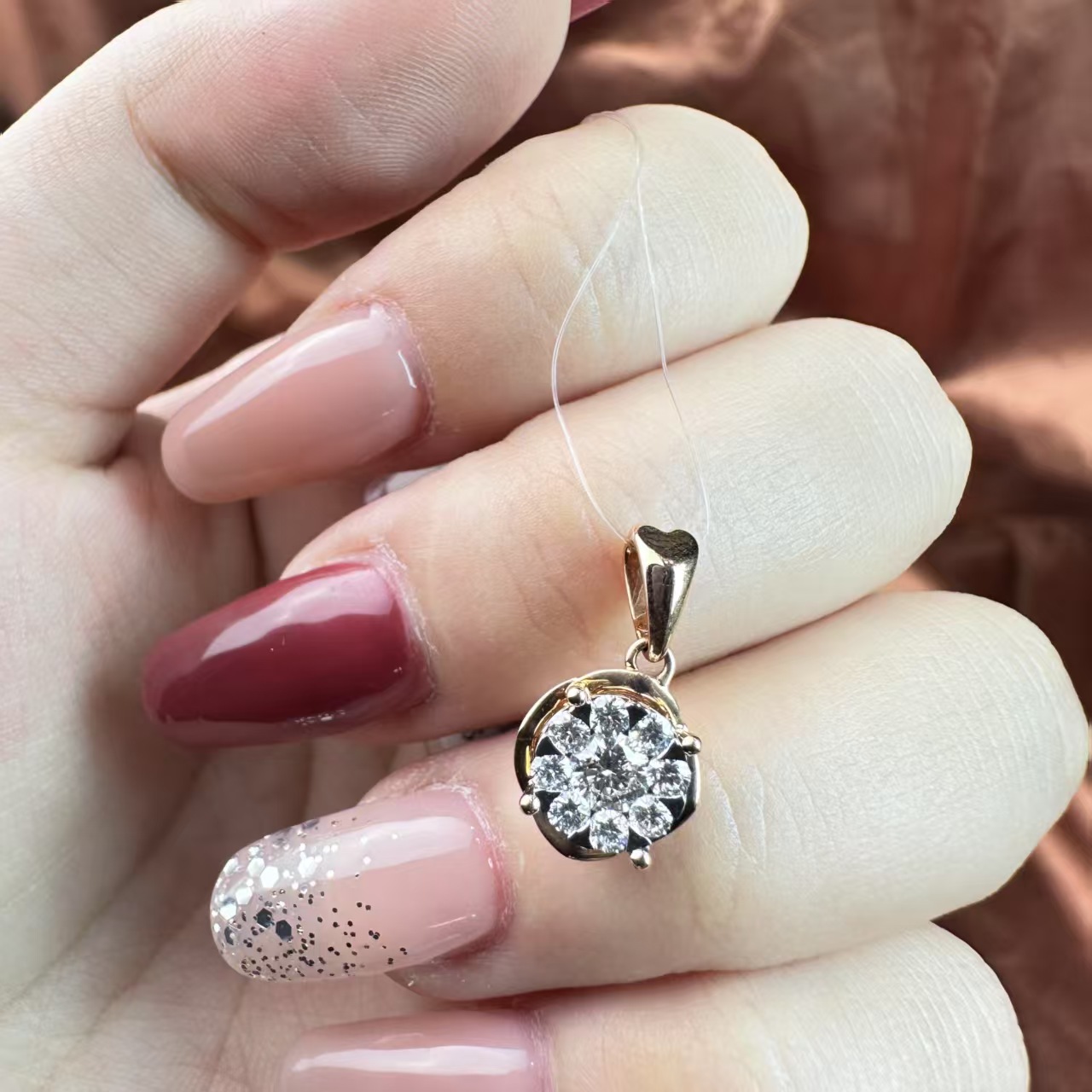 5331063天然真金真钻百搭精致吊坠经典