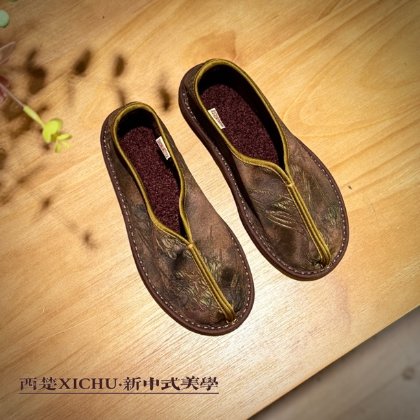 西楚【沉香−薄绒】中国风透气养脚刺绣纯手工千层底布鞋民族风女鞋