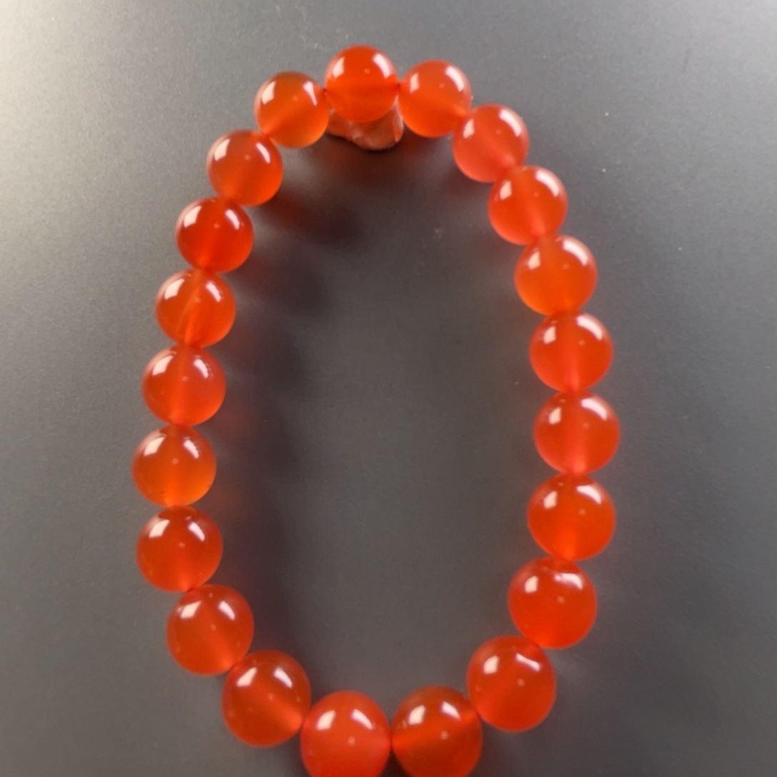 南红玛瑙保山天然原矿杨柳小庄冰红9➕mm单圈手串未镶嵌
