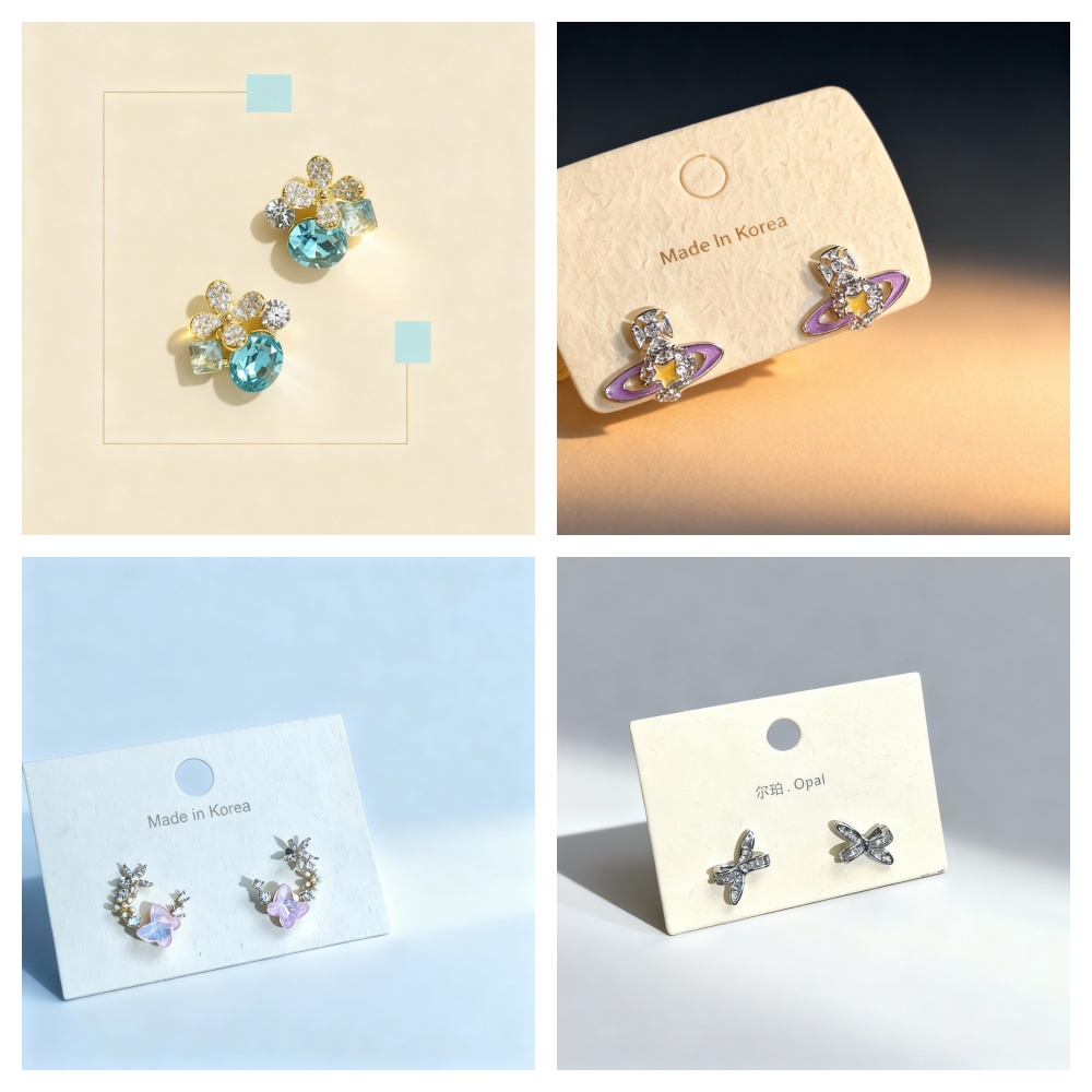 铜合金锆石耳饰 【直播间链接】一单一付链接~925银针耳饰～