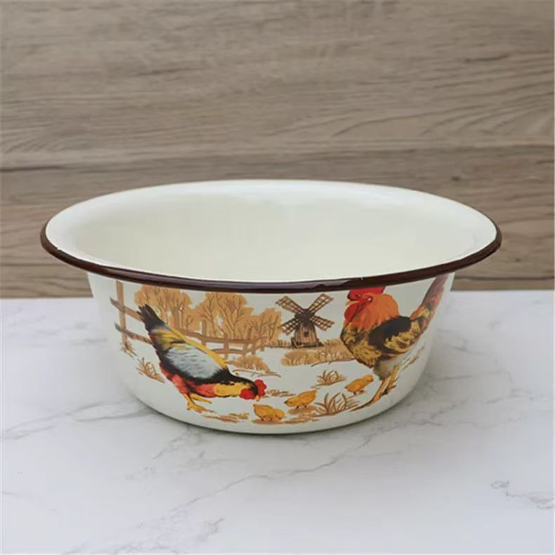 20公分珐琅搪瓷加厚加深大公鸡深型盆一个