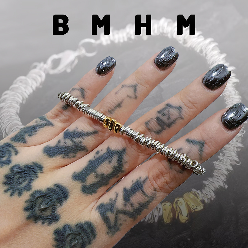 BMHM 铜合金手链 小众精致金色三角碎银子圈圈手链女简约个性