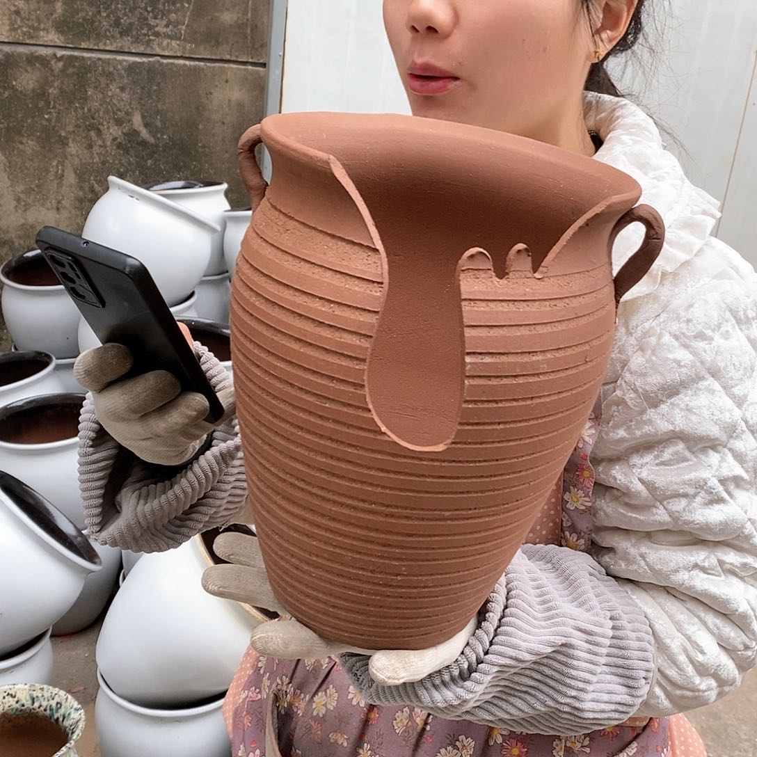 紫砂花盆瑕疵口20高26