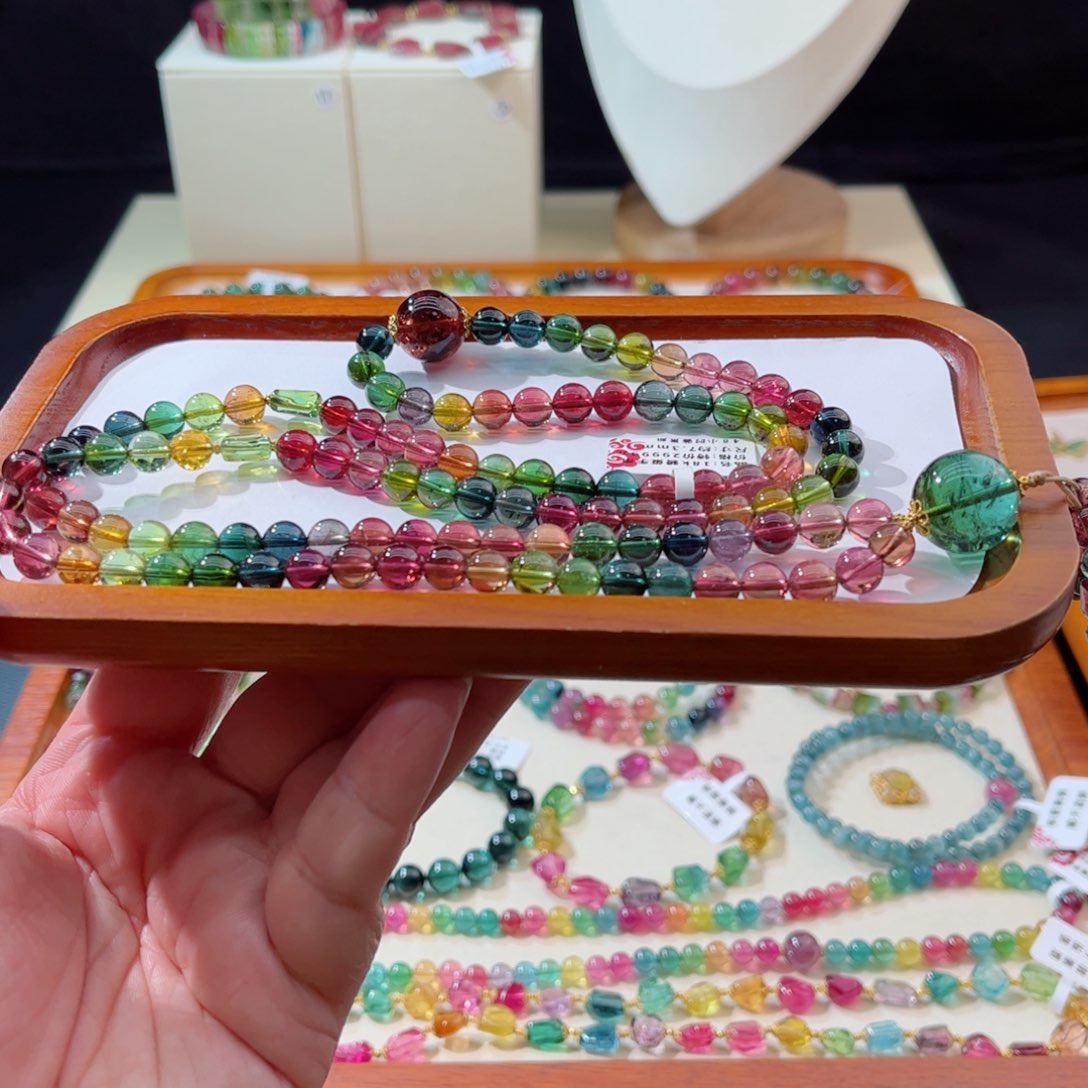 碧玺手串18K金镶嵌手串