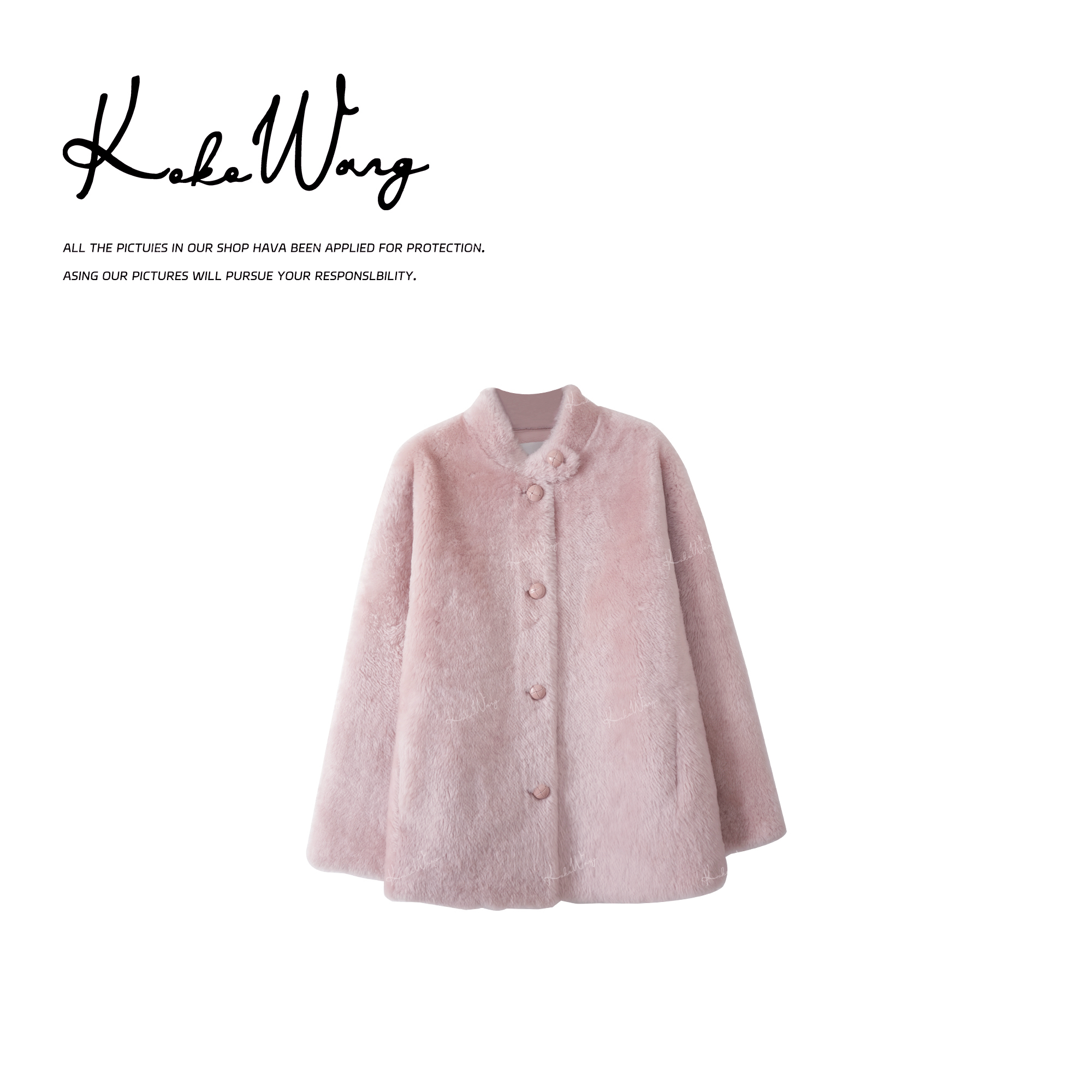 KOKO WANG 【红标系列】轻奢高定款皮毛一体时尚外套 X0685K22W43