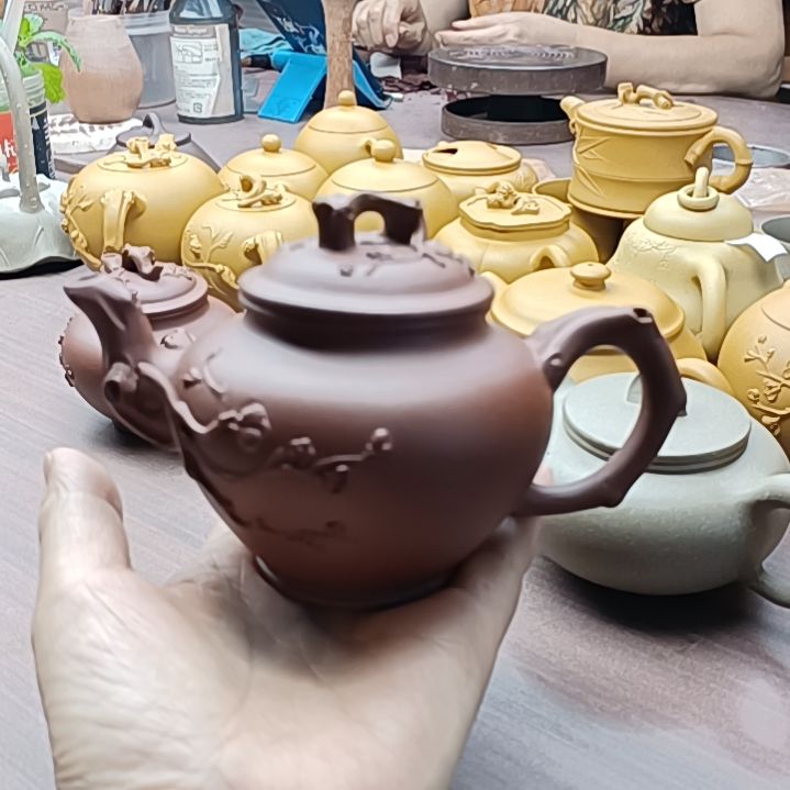 咖***味茶壶紫砂闪中梅报春壶