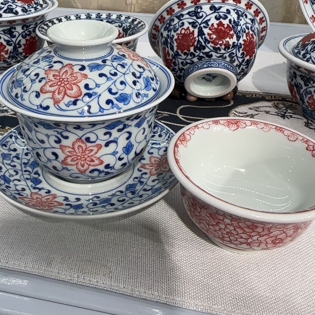 o***a盖碗主人杯手工手绘套装