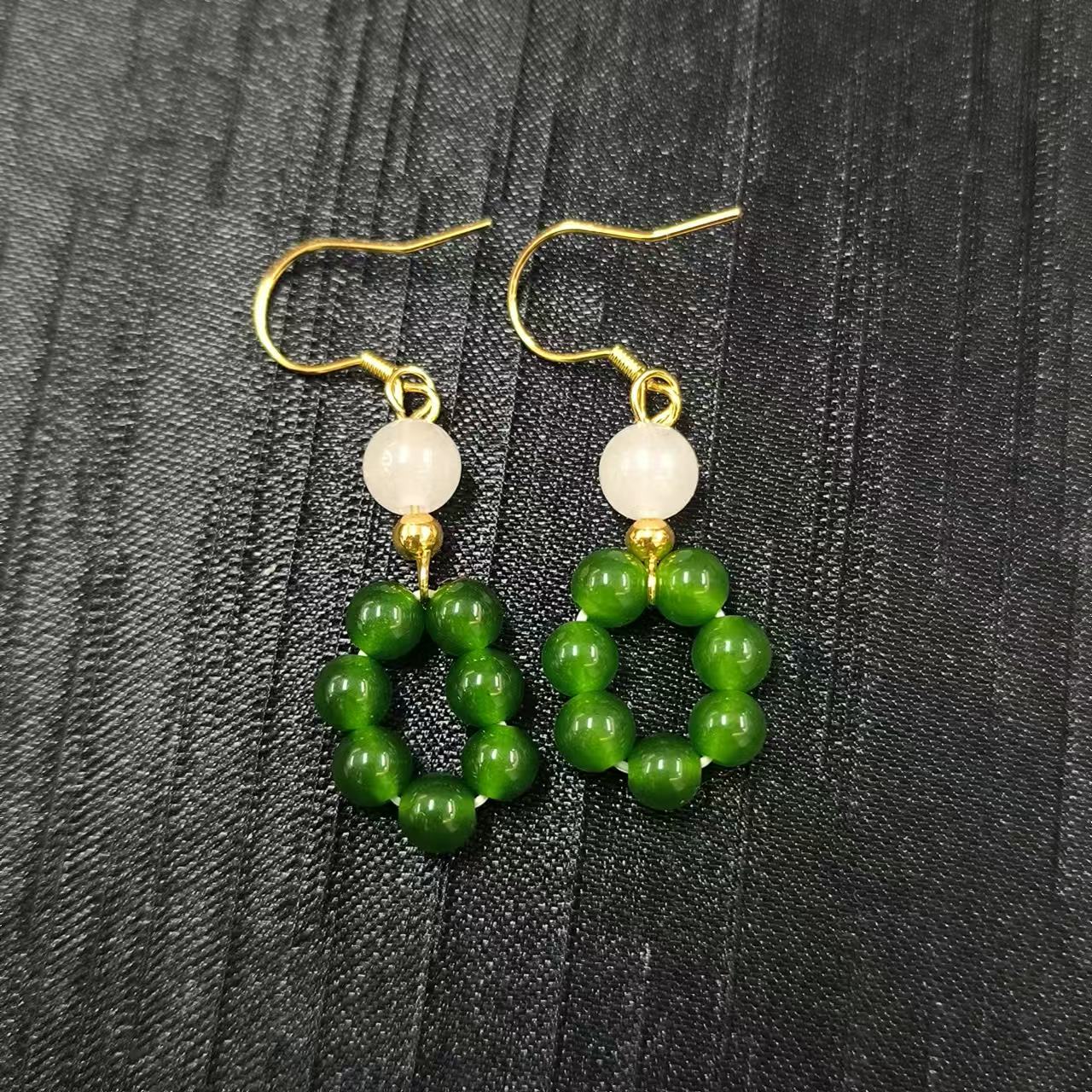 925碧玉甜甜圈耳钩4m（多样性发一件）